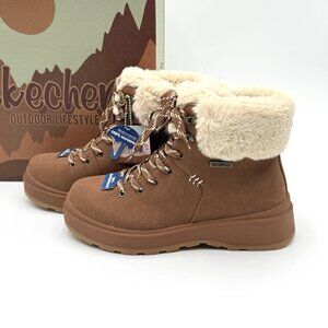 New Women's Size 8 Skechers Waterproof Lined Lace Up Wedge Hiker Boots Park City